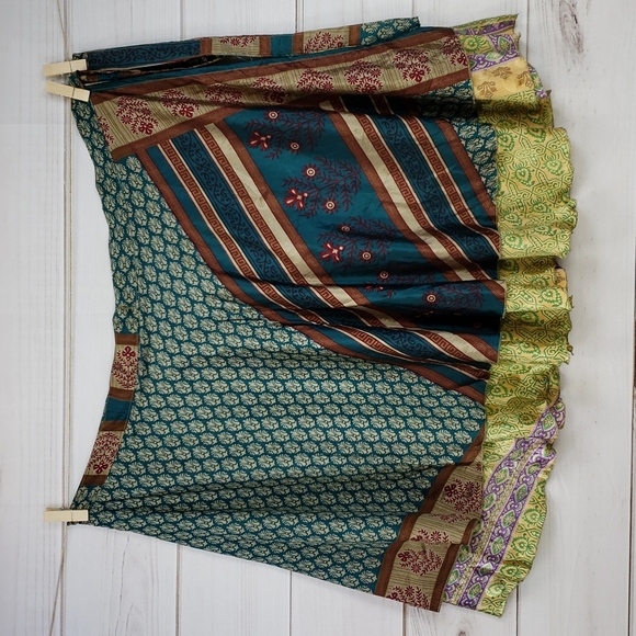Darn Good Yarn Sari Silk Wrap Skirt Tea XL/Plus - Picture 3 of 16